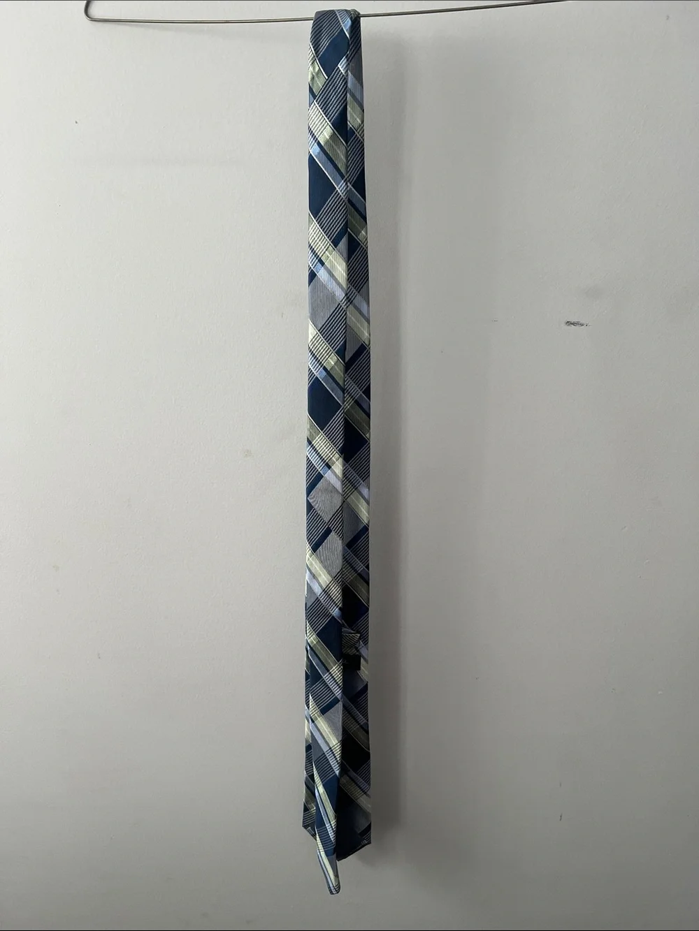 Plaid Slim Men's Tie in Navy, Gray and Light Green